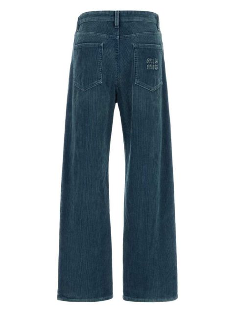 Miu Miu logo-patch trousers - Blue