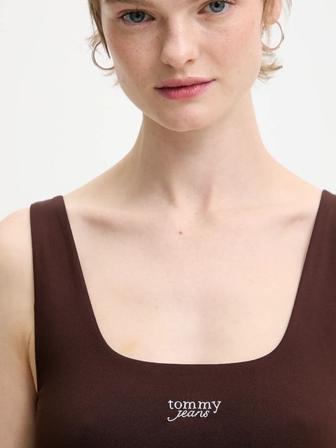 Tommy Jeans top kolor brązowy DW0DW21564