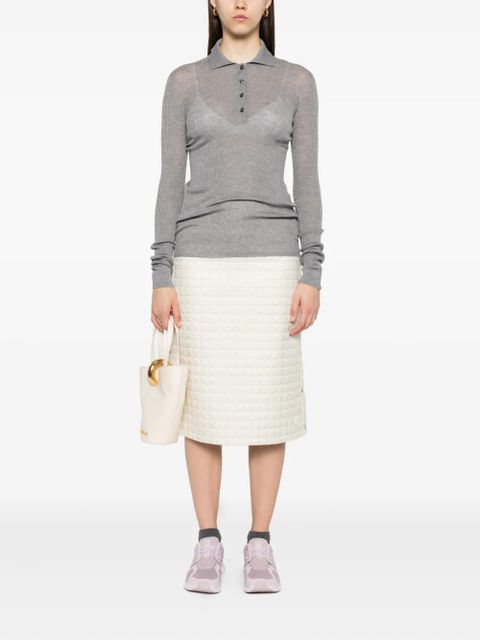 Moncler ribbed wool polo top - Grey - zdjęcie produktu nr 2