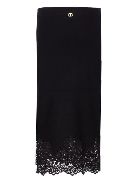 TWINSET elasticated lace-trimmed skirt - Black - zdjęcie produktu nr 1