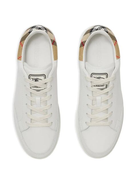 Burberry check cuff leather set trainers - White