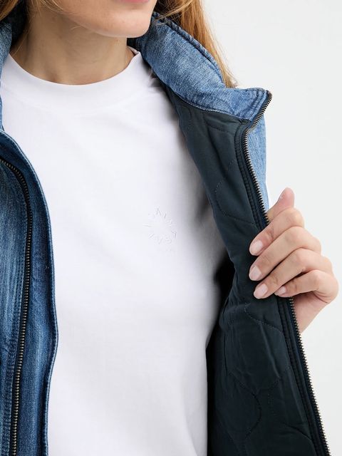 G-Star bezrękawnik jeansowy 0 kolor niebieski przejściowy D26944.E090