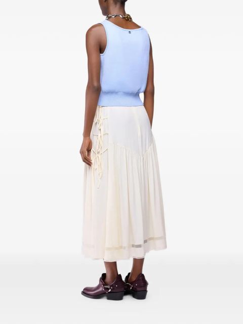 Rabanne floral-embroidery tank top - Blue