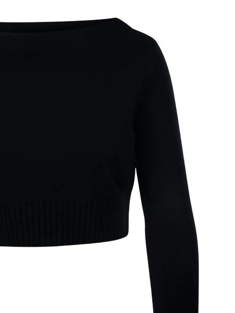 Max Mara boat-neck cropped sweater - Black - zdjęcie produktu nr 2
