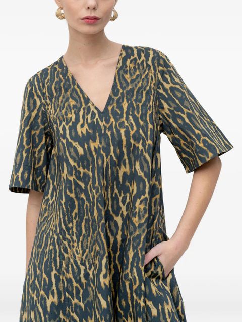 GANNI V-neck patterned dress - Blue