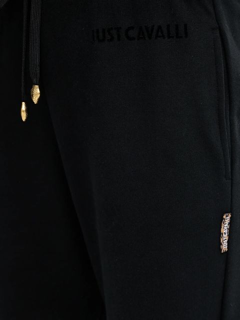 Just Cavalli spodnie dresowe bawełniane damskie kolor czarny gładkie 79PAAE20 CF100