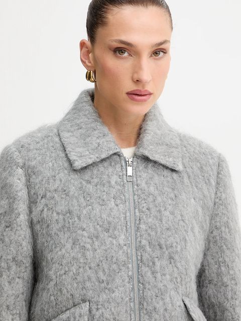 BOSS płaszcz z dodatkiem wełny kolor szary 50548767