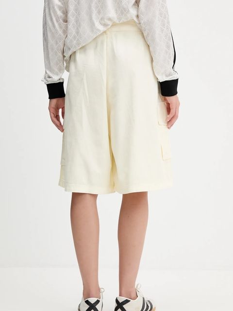 adidas Originals szorty bawełniane Cargo Jorts damskie kolor beżowy gładkie high waist JD0138