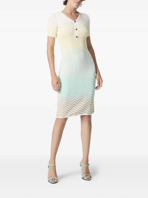 Missoni chevron-pattern buttoned midi dress - White - zdjęcie produktu nr 2