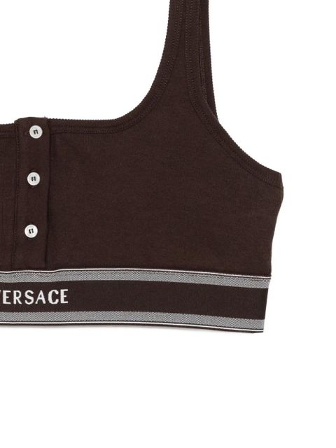 Versace logo-embroidered bra - Brown
