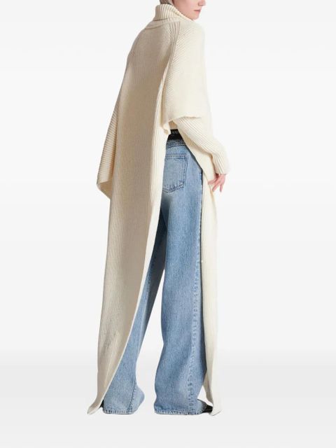 Balmain asymmetric knitted cape - White