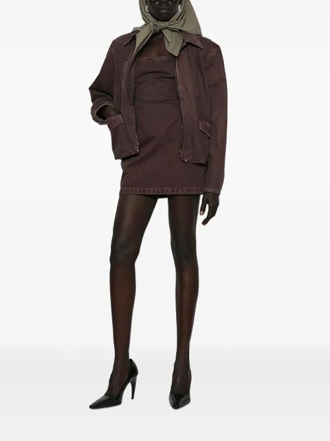 Magda Butrym square-neck denim mini dress - Brown