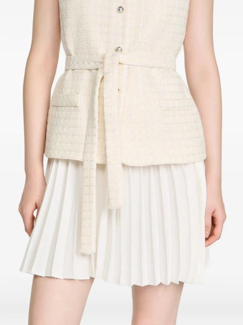 SANDRO sequin-embellished pleated mini dress - Neutrals