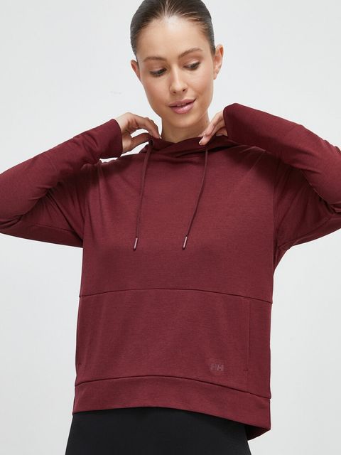 Helly Hansen bluza sportowa Lifa Tech damska kolor brązowy z kapturem gładka Lifa Tech 48530 - zdjęcie produktu nr 1
