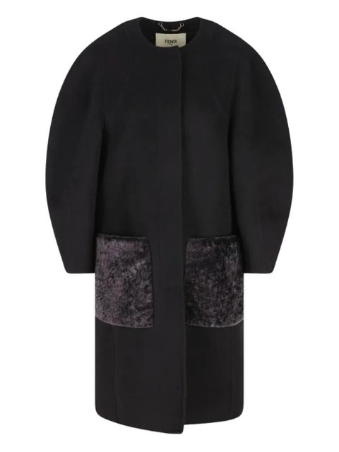 FENDI puff-sleeve velvet-pocket coat - Black - zdjęcie produktu nr 1