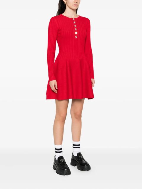 Maje button-front ribbed dress - Red