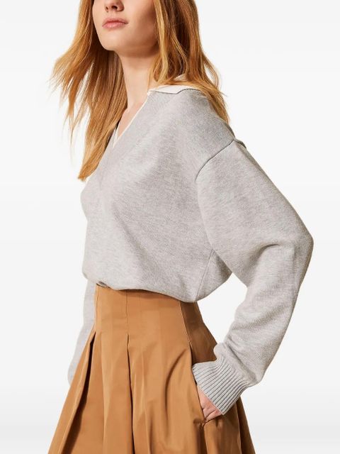 TWINSET wingtip-collar sweater - Grey