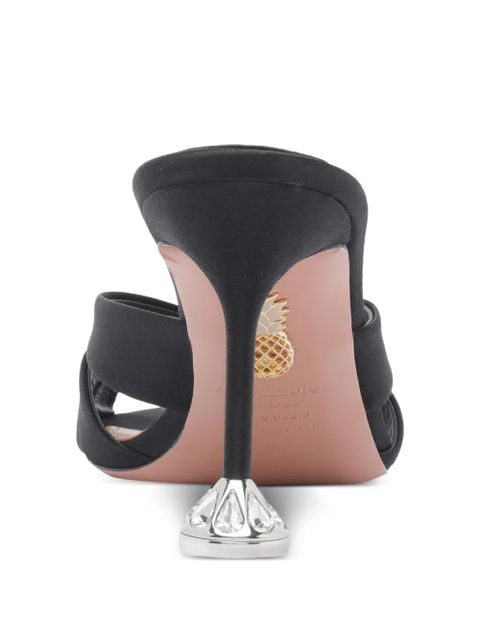 Aquazzura 85mm embellished satin heeled sandals - Black