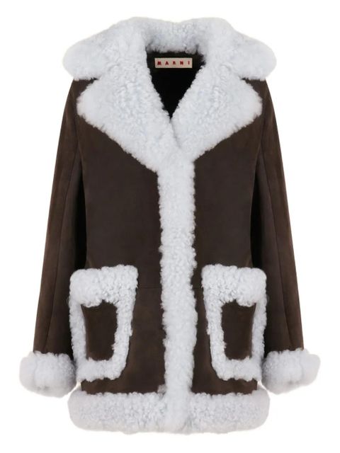 Marni logo-patch pocket leather jacket - Brown - zdjęcie produktu nr 1