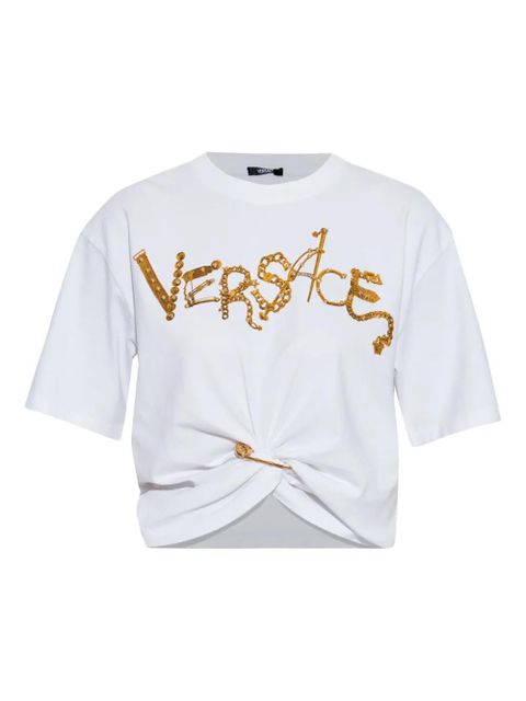 Versace embellished knot-detail T-shirt - White - zdjęcie produktu nr 1