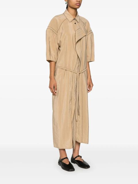 LEMAIRE embroidered asymmetrical shirt dress - Brown