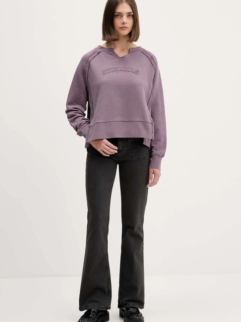 Guess Originals bluza bawełniana damska kolor fioletowy z aplikacją W5BQ27 KCPR1 - zdjęcie produktu nr 2