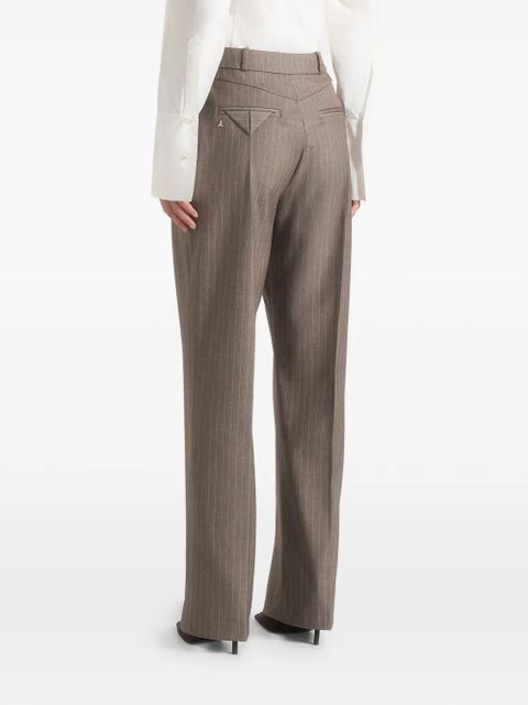 Manière De Voir Julie pinstripe-print pleated tailored trousers - Brown