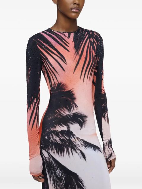 Rabanne thunderstorm-printed maxi dress - Black