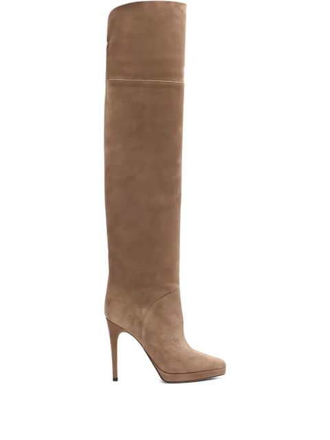 Casadei 100MM suede over-the-knee stiletto boots - Brown - zdjęcie produktu nr 1