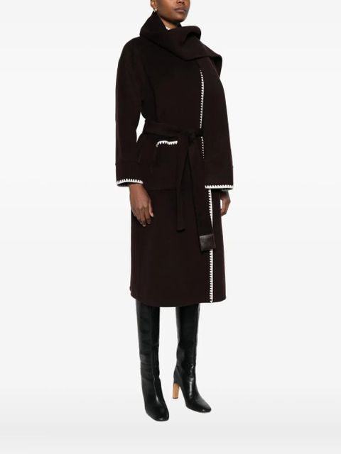 Maje scallop-trimmed belted coat - Brown