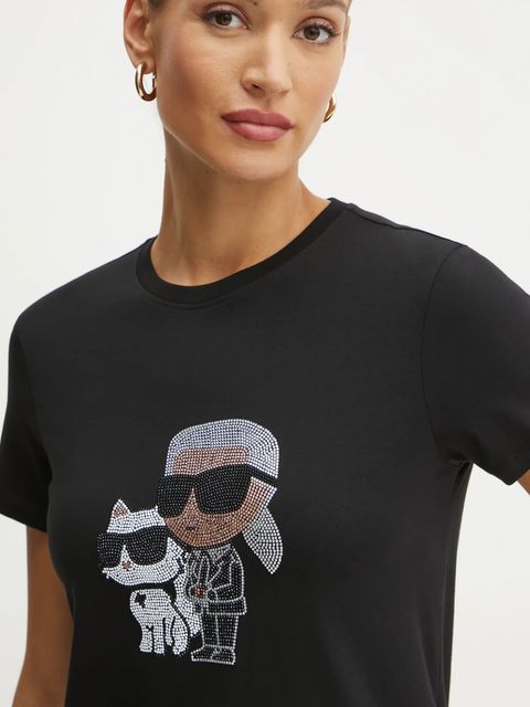 Karl Lagerfeld t-shirt bawełniany IKON RS damski kolor czarny A1W17131