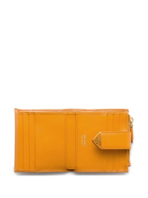 Prada small Saffiano smooth leather wallet - Orange