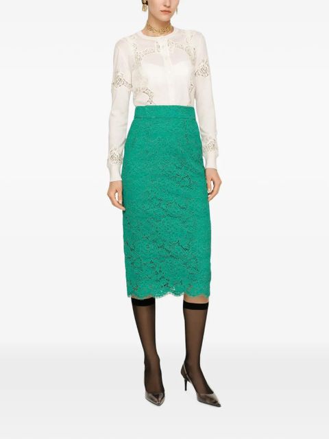 Dolce & Gabbana lace-inserts buttoned cardigan - White - zdjęcie produktu nr 2