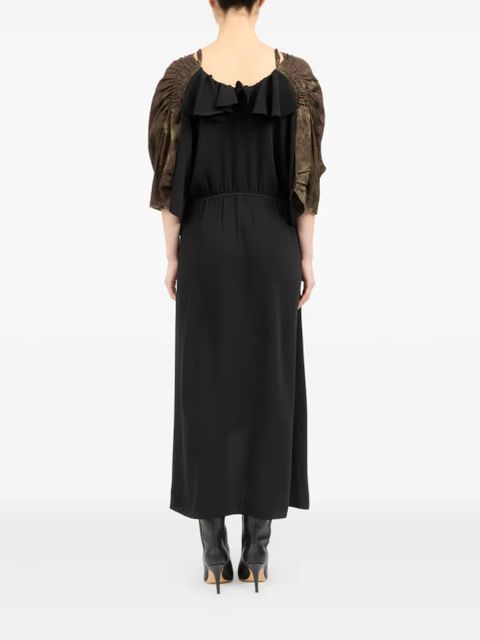 MM6 Maison Margiela floral-print gathered midi dress - Brown