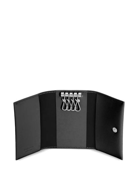 Jil Sander embossed keyrings leather key pouch - Black