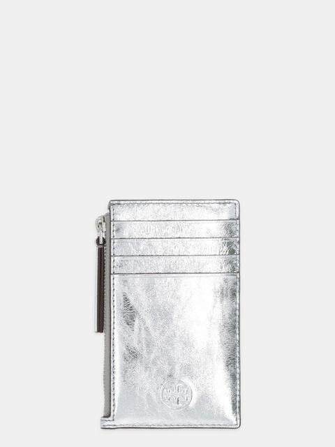 Tory Burch portfel skórzany Fleming damski kolor srebrny 175191-040 - zdjęcie produktu nr 1