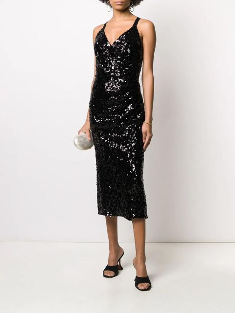 Dolce & Gabbana sequinned V-neck midi dress - Black - zdjęcie produktu nr 2