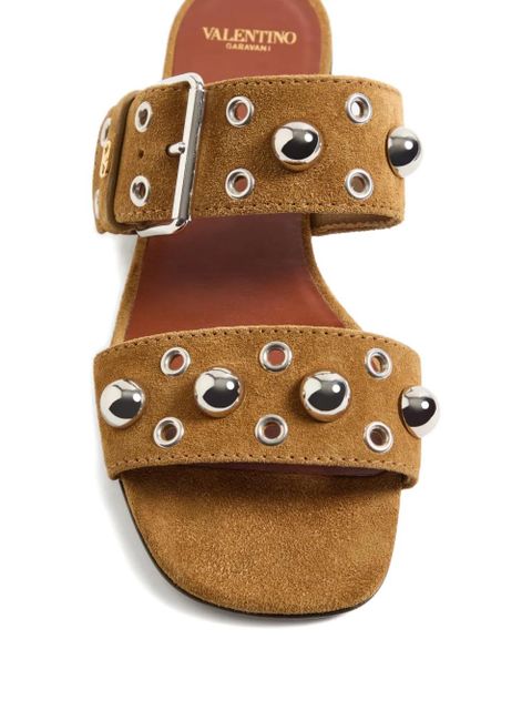 Valentino Garavani Nellcôte Crust leather slide sandal - Brown