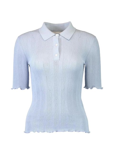 Victoria Beckham Frill polo top - Blue - zdjęcie produktu nr 1