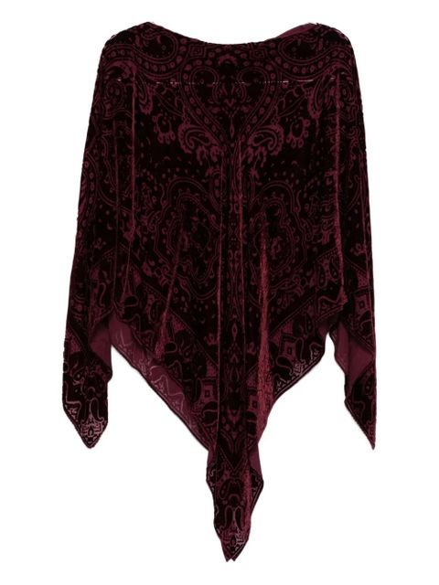 ETRO paisley-pattern velvet poncho - Red - zdjęcie produktu nr 2