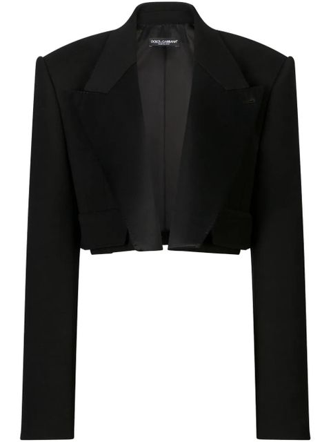 Dolce & Gabbana velvet-effect cropped blazer - Black - zdjęcie produktu nr 1