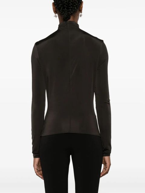 Magda Butrym floral-appliqué ruched top - Black