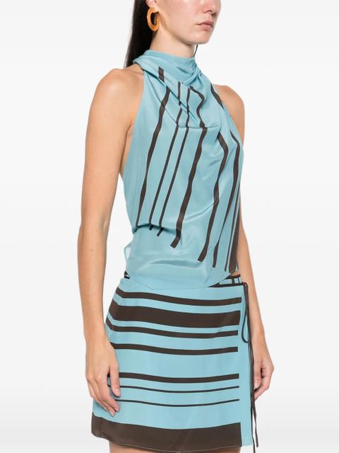 SIR. striped halterneck top - Blue