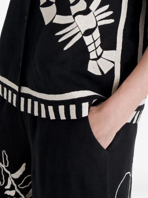 ERES Crab embroidered short-sleeve shirt - Black
