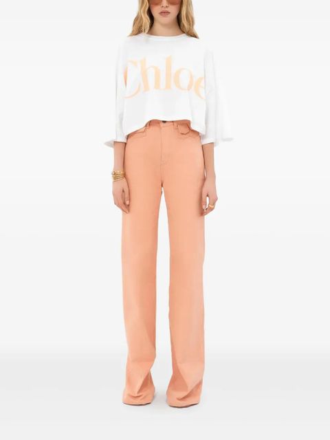 Chloé cropped cotton t-shirt - White