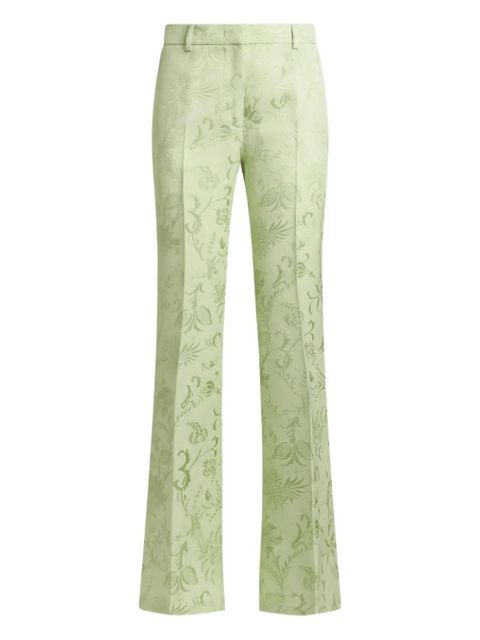 ETRO floral-motif jacquard trousers - Green - zdjęcie produktu nr 1