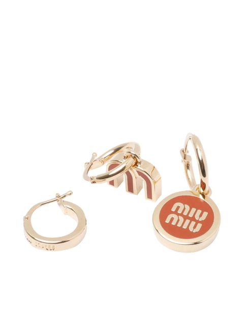 Miu Miu logo-embellished hoop earrings - Orange