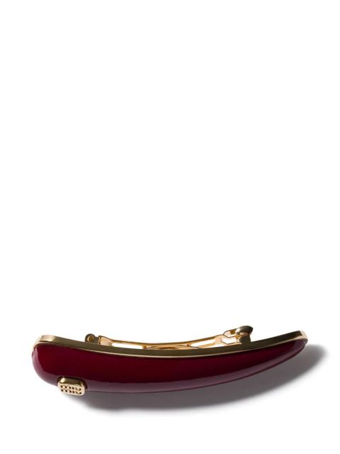 Miu Miu logo-plaque leather hair clip - Red