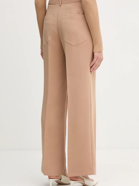 Marc Aurel spodnie damskie kolor beżowy szerokie high waist 1923-2000-93485