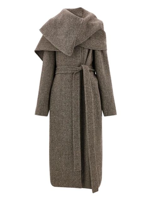 Ferragamo herringbone belted coat - Brown - zdjęcie produktu nr 1